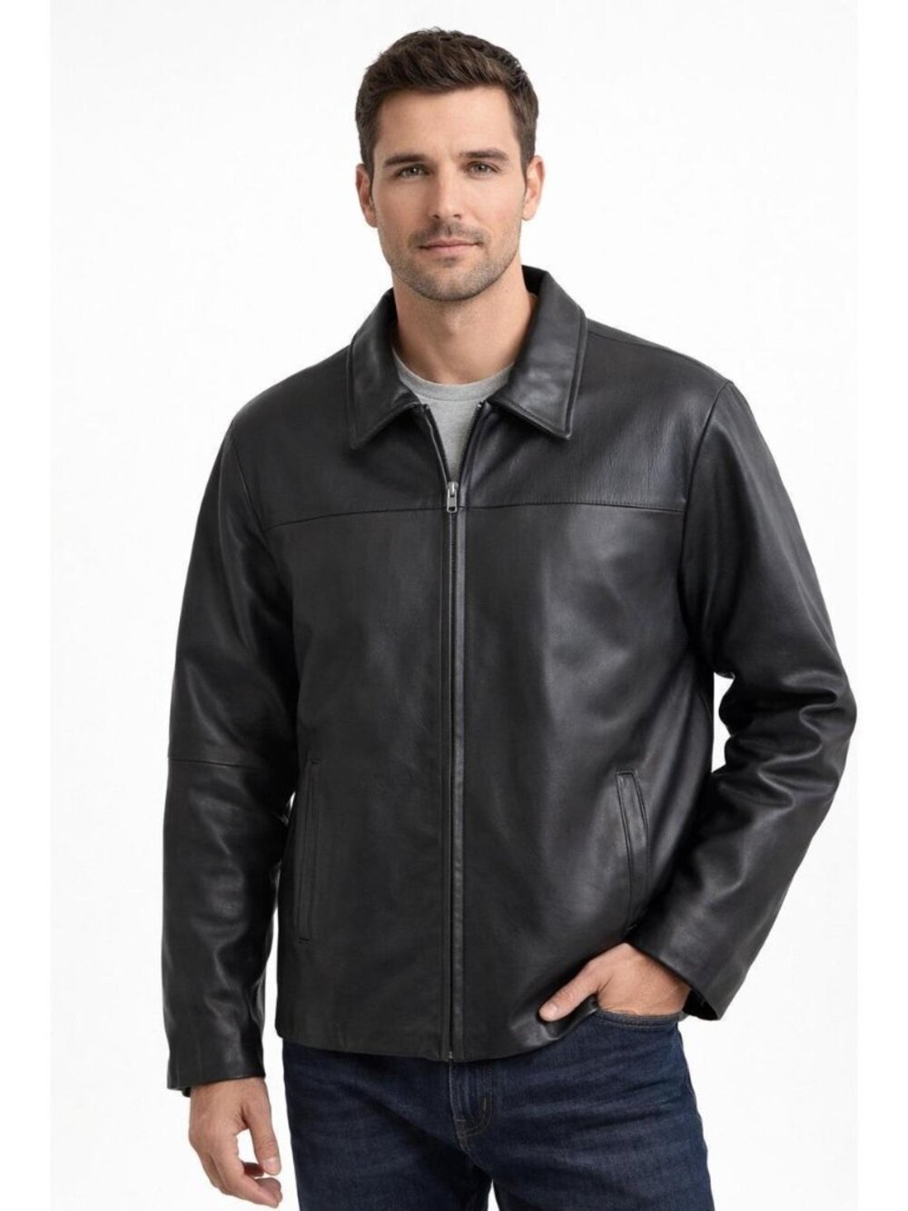 Boston Harbour Men’s Black Genuine Leather Jacket Size Medium